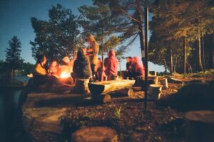 People around campfire